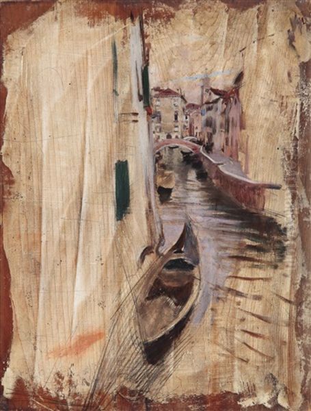 Blick In Einen Venezianischen Kanal Oil Painting by Giovanni Boldini