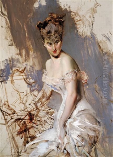 Bildnis Der Schauspielerin Alice Regnault Oil Painting by Giovanni Boldini