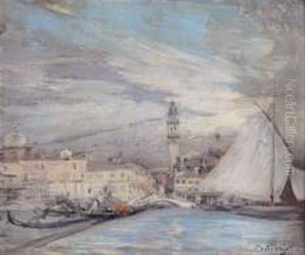 Le Grand Canal A Venise Oil Painting by Giovanni Boldini