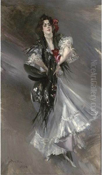 La Danzatrice Spagnola - Portrait Of Anita De La Feria Oil Painting by Giovanni Boldini