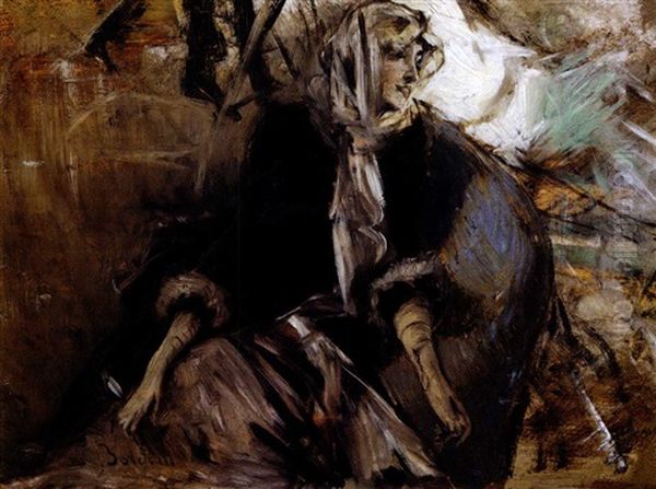 Signora Con Foulard Seduta Oil Painting by Giovanni Boldini