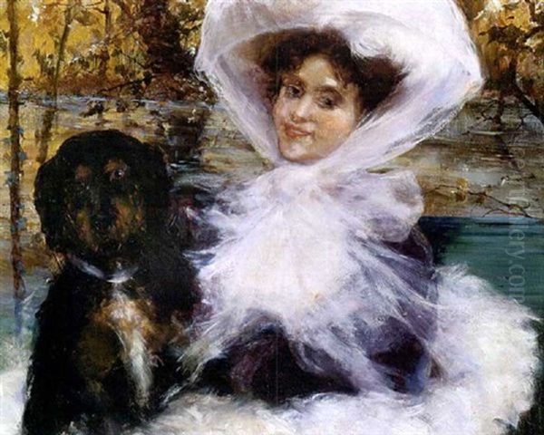 Junge Dame Mit Hund Oil Painting by Giovanni Boldini