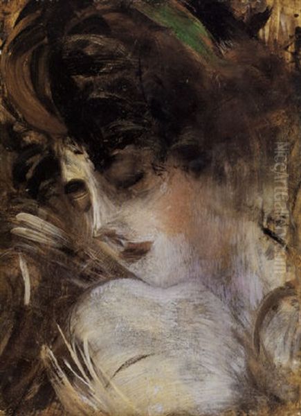 Volto Di Giovane Donna Oil Painting by Giovanni Boldini