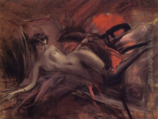 Reclining Nude Oil Painting by Giovanni Boldini