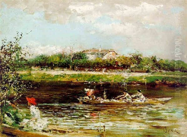 Paesaggio Sulla Senna Oil Painting by Giovanni Boldini