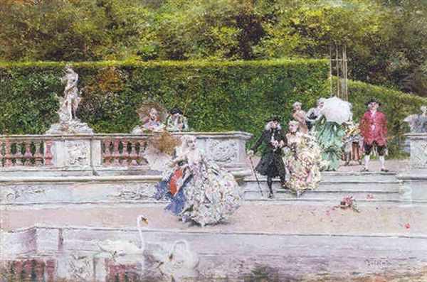 Scene Galante (parc De Versailles?) Oil Painting by Giovanni Boldini