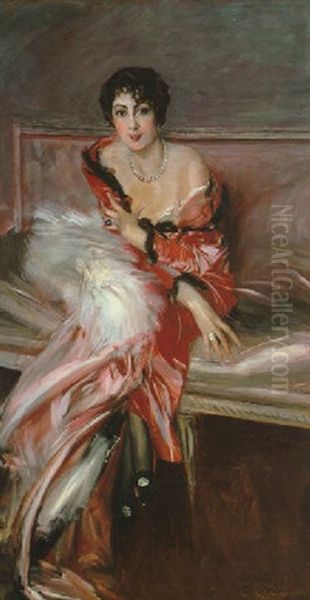 Portrait Of A Madame Juillard Oil Painting by Giovanni Boldini