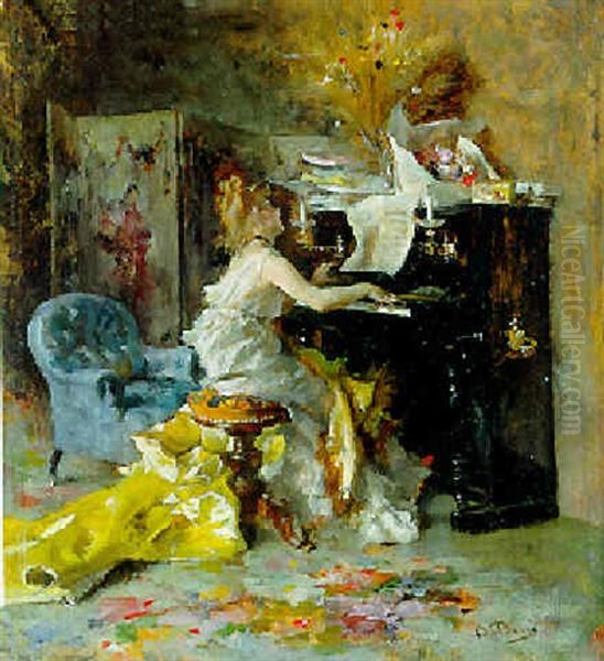 Femme Jouant Au Piano Oil Painting by Giovanni Boldini