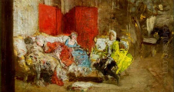 Causerie Al Tempi Di Luigi Xv Oil Painting by Giovanni Boldini