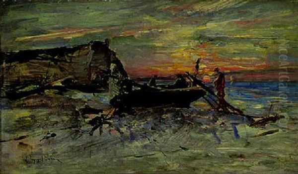 Tramonto Con Pescatori Oil Painting by Giovanni Boldini