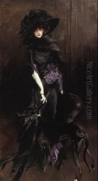 Portrait Of Marchesa Luisa Casati With A Greyhound Oil Painting by Giovanni Boldini