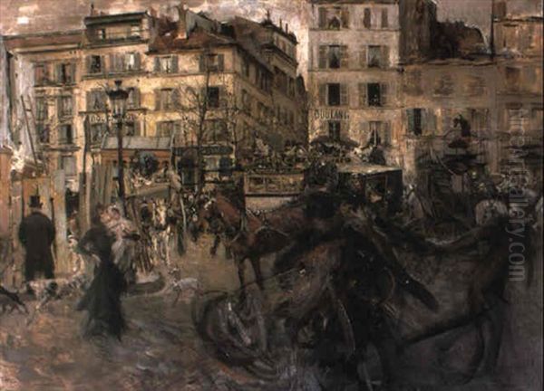 La Place Pigalle Oil Painting by Giovanni Boldini