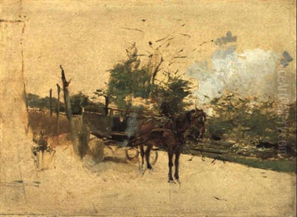 Cavallo Con Carro Da Fieno Oil Painting by Giovanni Boldini