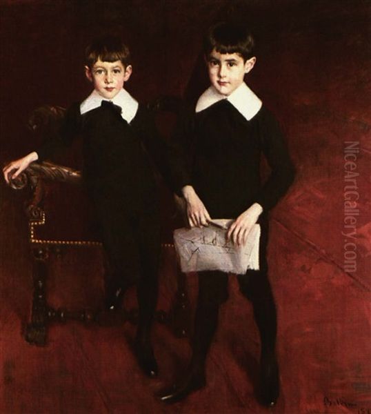 Portrait Of Pedro And Luis Subercaseaux Oil Painting by Giovanni Boldini