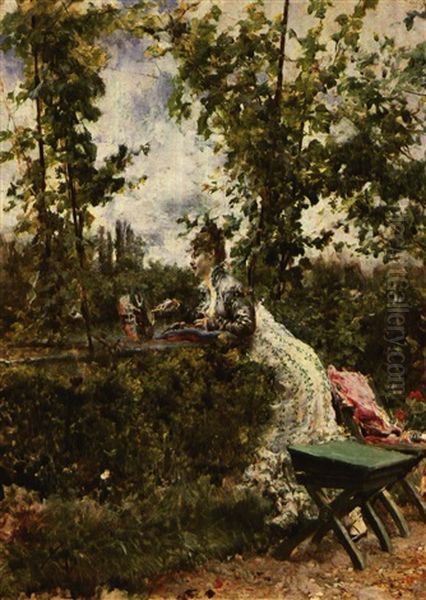 In The Garden Oil Painting by Giovanni Boldini