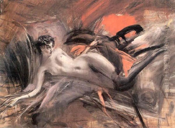 Reclining Nude Oil Painting by Giovanni Boldini