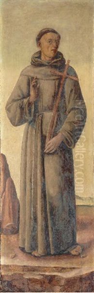 Saint Francis Of Assisi In A Tabernacle Door Oil Painting by Leonardo Boldrini