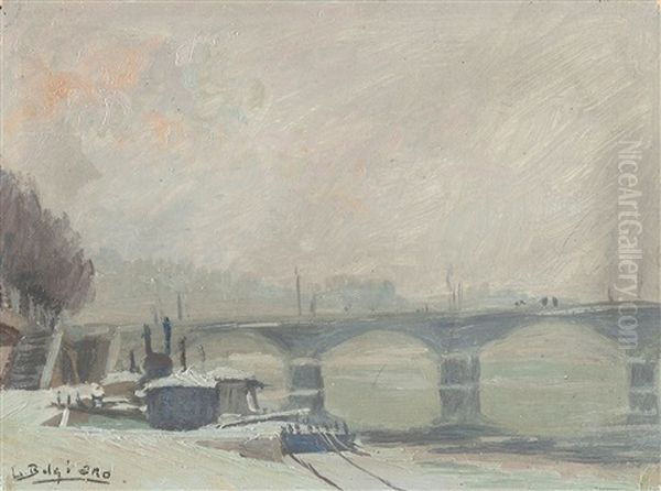 Die Wittelsbacherbrucke Uber Die Isar In Munchen Oil Painting by Ludwig Bolgiano