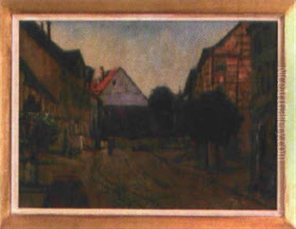 Dorfstrase Mit Personenstaffage Oil Painting by Ludwig Bolgiano