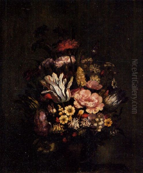 Bouquet De Fleurs Sur Un Entablement Oil Painting by Hans Bollongier