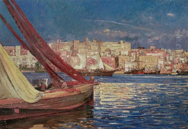 Pozzuoli Oil Painting by Luigi Bolongaro