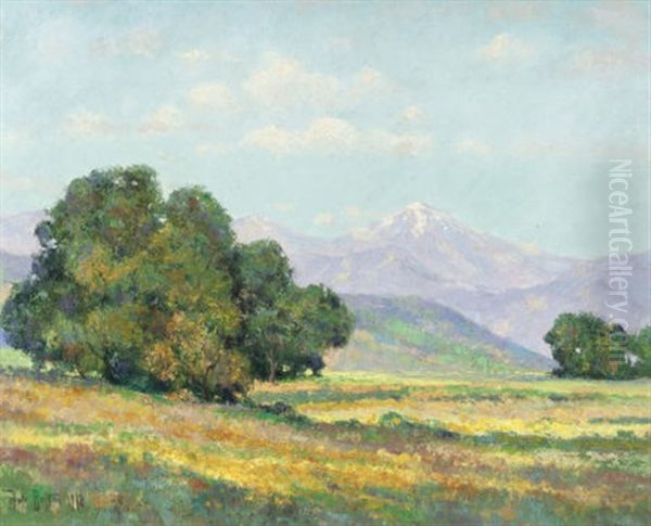 Country Landscape With A View Of The Mountains Oil Painting by Hale W(illiam) Bolton