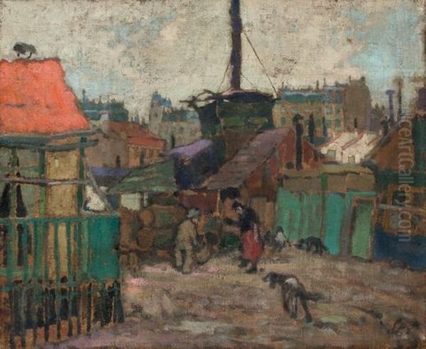 Hinterhof In Der Vorstadt (paris) Oil Painting by Hanns Bolz