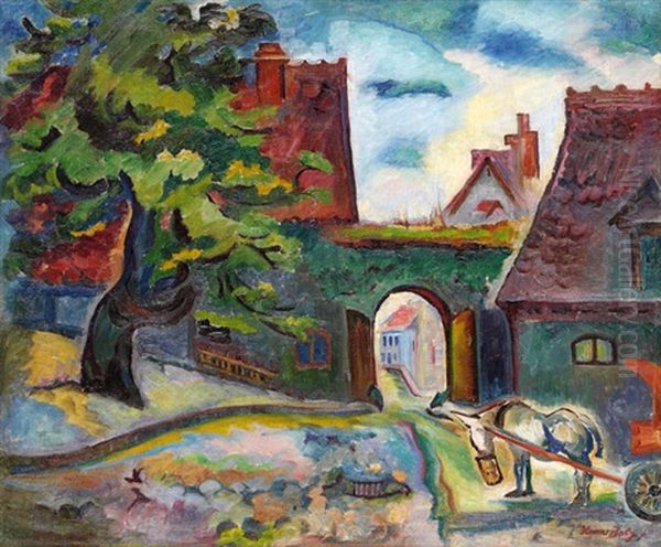 Esel Mit Karren Oil Painting by Hanns Bolz