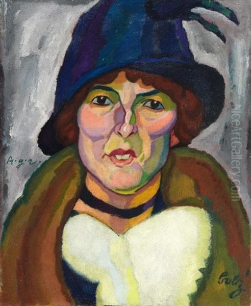 Frau Mit Hut Oil Painting by Hanns Bolz