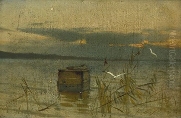 Abendstimmung Uber Dem Chiemsee Oil Painting by Carl Bolze