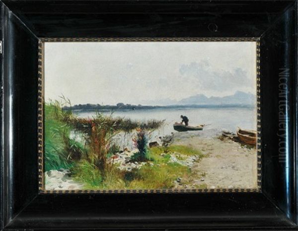 Fischer Am Chiemsee Oil Painting by Carl Bolze