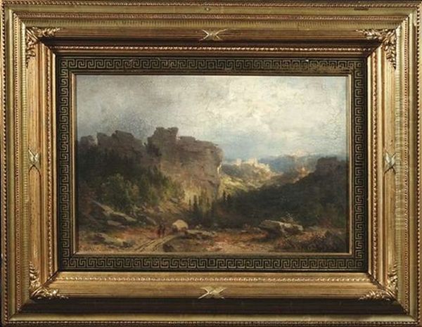 Weite Landschaft Im Hochgebirge Mit Figurenstaffage by Carl Bolze