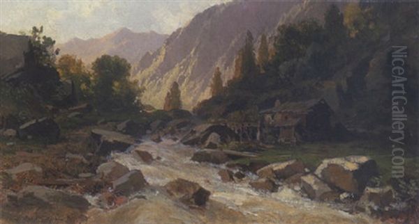 Alpenlandschaft Oil Painting by Carl Bolze