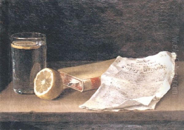 Stilleben Med Citron Och Bok Vid Dagligt Allehanda Oil Painting by Lars Henning Boman