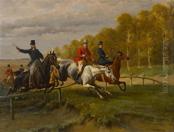 The Hunt Oil Painting by Louis Charles Bombled