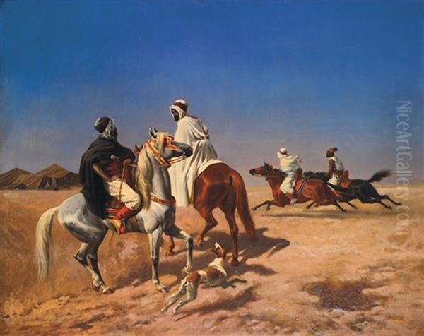 Cavaliers Arabes Oil Painting by Louis Charles Bombled