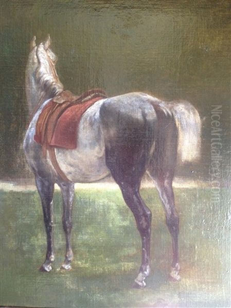 Cheval Gris Scelle Oil Painting by Louis Charles Bombled