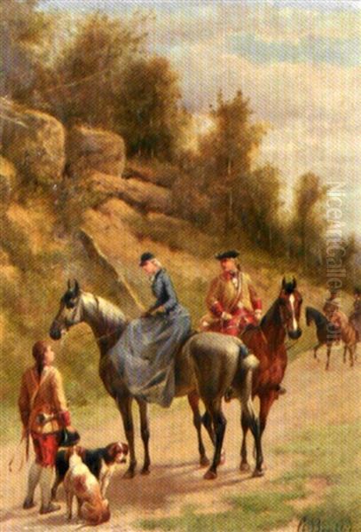 Scene De Chasse A Courre Oil Painting by Louis Charles Bombled