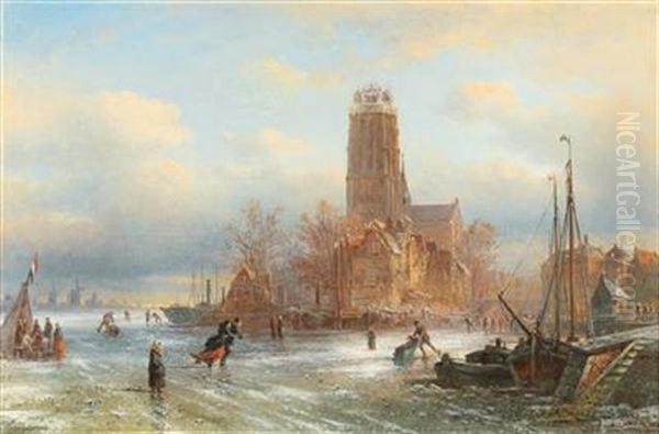 Motif Of Dordrecht Oil Painting by Elias Pieter van Bommel