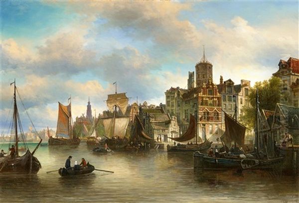 Ansicht Von Amsterdam Oil Painting by Elias Pieter van Bommel