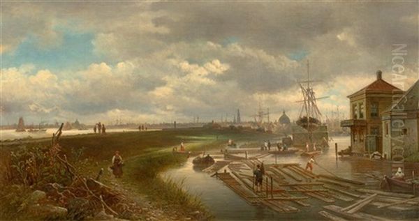 Ansicht Von Amsterdam Oil Painting by Elias Pieter van Bommel