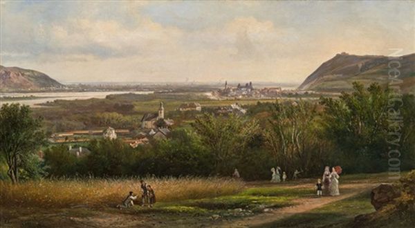 Blick Auf Das Stift Klosterneuburg Von Kierling Aus, Vor Dem Umbau 1882 Oil Painting by Elias Pieter van Bommel