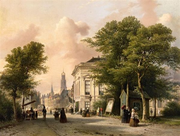 Utrecht, Mariaplaats Mit Dem Haus Fur Kunst Und Wissenschaft Oil Painting by Elias Pieter van Bommel