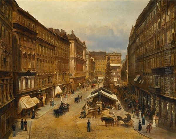 Der Graben In Wien Oil Painting by Elias Pieter van Bommel