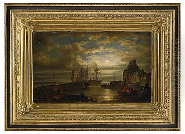 Hamnvy I Mansken Oil Painting by Elias Pieter van Bommel