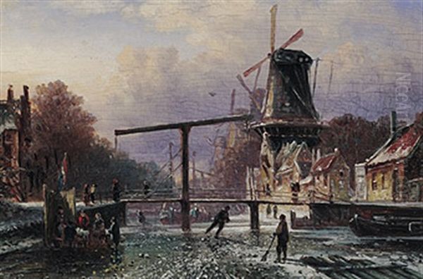 De Overtoom In Amsterdam Oil Painting by Elias Pieter van Bommel