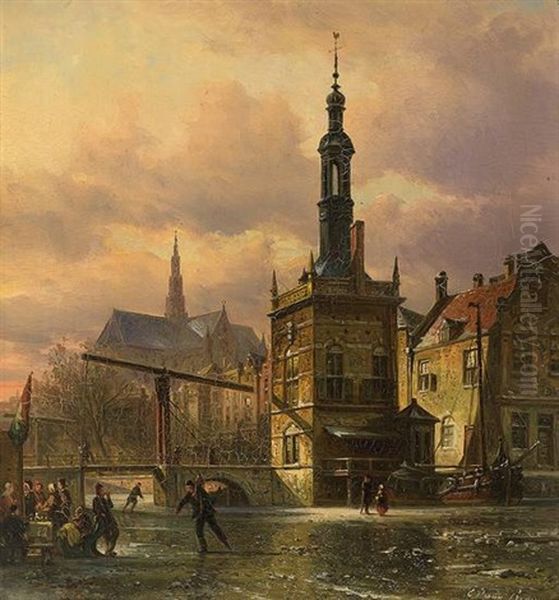 Ansicht Der Stadt Alkmaar Oil Painting by Elias Pieter van Bommel