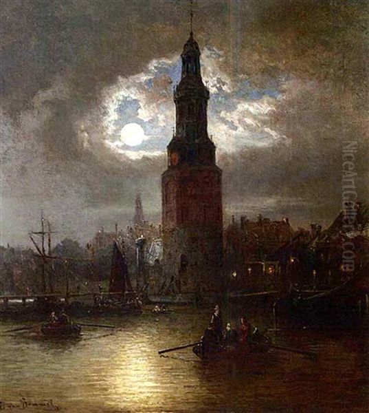 Montelbaanstoren, Amsterdam Oil Painting by Elias Pieter van Bommel