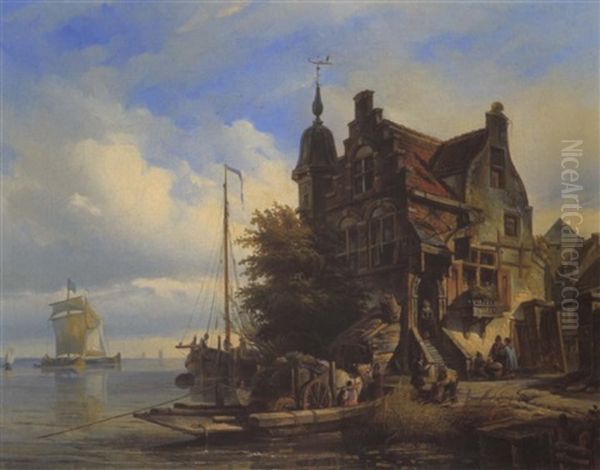 Ankunft Der Fahre Oil Painting by Elias Pieter van Bommel