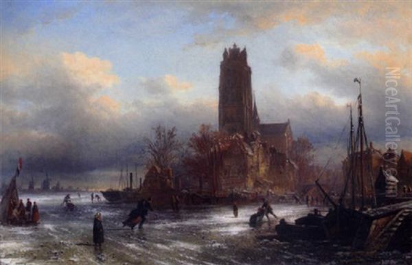 Motiv Aus Dordrecht Oil Painting by Elias Pieter van Bommel